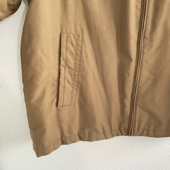 Perry Ellis Portfolio Mens L Bomber Jacket Tan Windbreaker Utility Insulated - Picture 3 of 10
